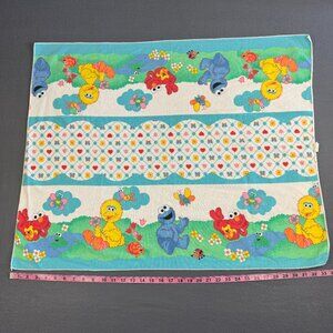 Vtg 90s Sesame Street Baby Receiving Blanket Cloth Wrap Elmo Big Bird Cookie
